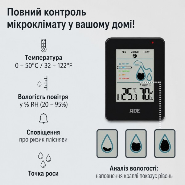 Фото - Термогігрометр ADE WS2310-2 Black